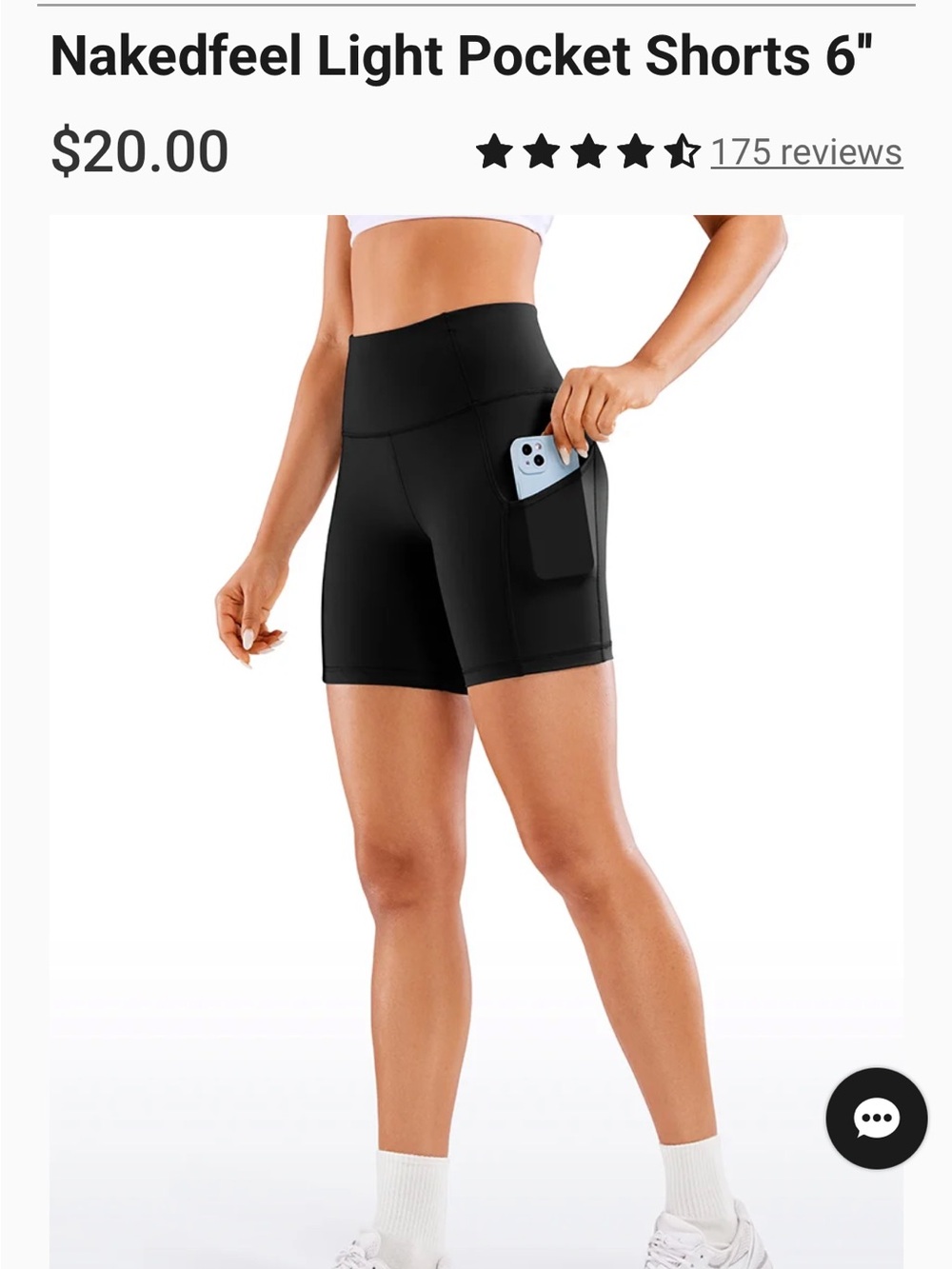 CRZ YOGA Nakedfeel Light Pocket Bike Shorts - Black
